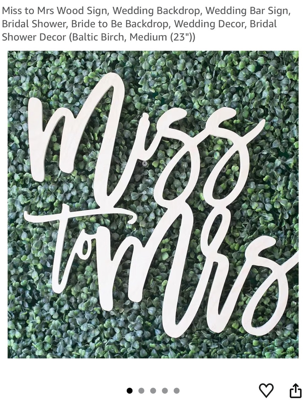 'Miss to Mrs' Birch Wood Wedding Sign 23” Bridal Decor